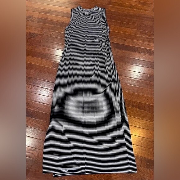 Navy and white nautical striped mock neck maxi dress size XS - Picture 2 of 5
